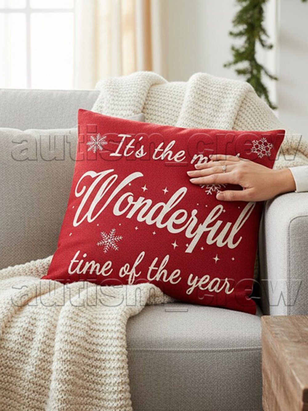 2/$12 💥🆕 Christmas Red "Wonderful Time of the Year" Accent Pillow Cover | 1336